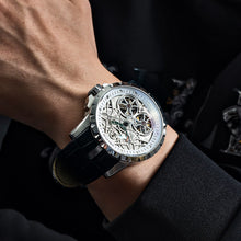 Charger l&#39;image dans la galerie, OBLVLO de lujo transparente hueco hombres esqueleto reloj automático Tourbillon mecánico de piel de becerro reloj de zafiro RM-E

